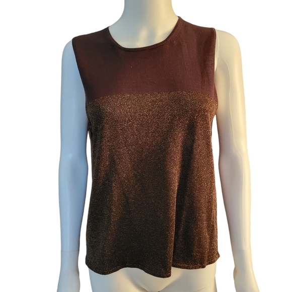 August Silk Knits Sleeveless L Brown Copper - Picture 1 of 3